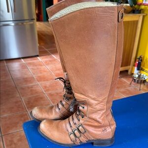 John Fluevog Nannette Adrian Tall Riding Flat Boots brown